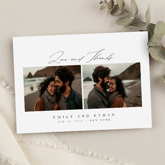 Moderne kalligrafie twee foto QR-code Save The Date