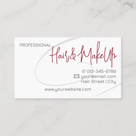 Moderne Kalligrafie Twirl Professionele Haarsalon Visitekaartje (Achterkant)