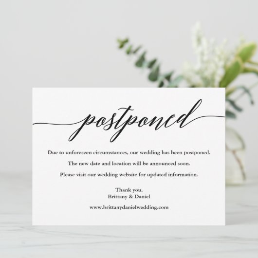 Moderne kalligrafie uitgestelde weddenschap Kaart (Staand voorkant)