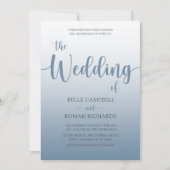 Moderne kalligrafie-usty Blue Wedding Uitnodiging (Voorkant)