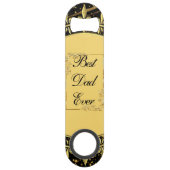 Moderne kalligrafie Vaderdag Gold Leafy Swirls Speed Flessenopener (Voorkant)