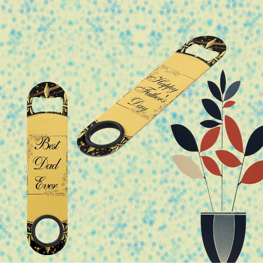 Moderne kalligrafie Vaderdag Gold Leafy Swirls Speed Flessenopener