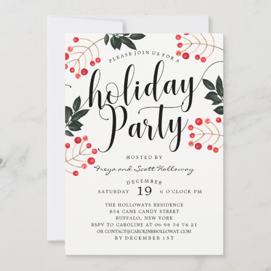 Moderne kalligrafie vakantie partij kaart (Voorkant)