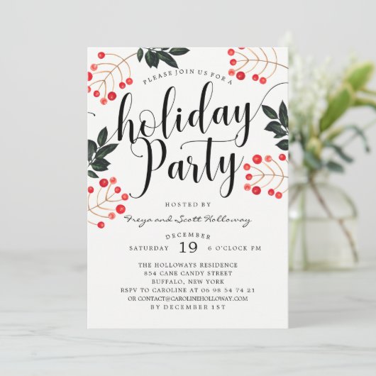 Moderne kalligrafie vakantie partij kaart (Staand voorkant)