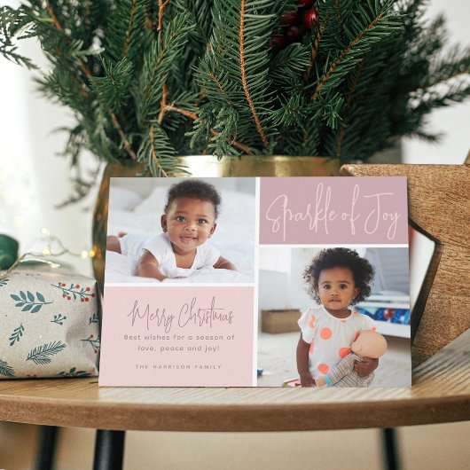 Moderne kalligrafie van Joy 2 Foto's Feestdagenkaart