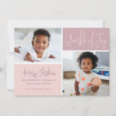 Moderne kalligrafie van Joy 2 Foto's Feestdagenkaart (Voorkant)