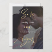 Moderne kalligrafie Vellum Kijk Foto sparen de Dat Magnetische Uitnodiging (Voorkant)