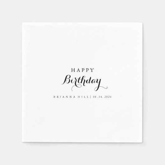 Moderne kalligrafie verjaardagsfeestje servet (Voorkant)
