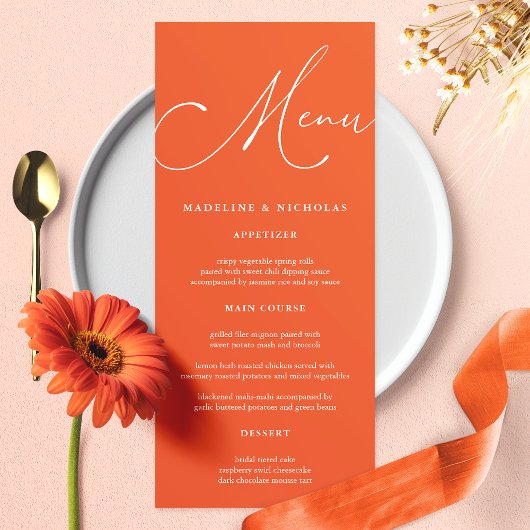 Moderne kalligrafie Verona Sunset Bruiloft Menu