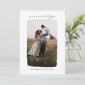 Moderne kalligrafie Verticale Kerst Single Foto Feestdagenkaart (Staand voorkant)