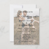 Moderne kalligrafie vervaagde bruiloft 2 foto's kaart (Voorkant)