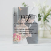 moderne kalligrafie vervapt foto rsvp bruiloft aankondiging (Staand voorkant)