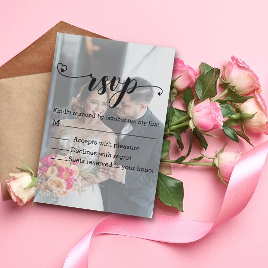 moderne kalligrafie vervapt foto rsvp bruiloft aankondiging