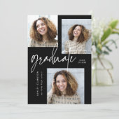 Moderne kalligrafie Vijf foto afstudeerfeest Kaart (Staand voorkant)