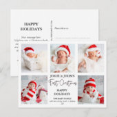 Moderne kalligrafie Vijf foto Eerste Kerstmis Briefkaart (Voorkant / Achterkant)