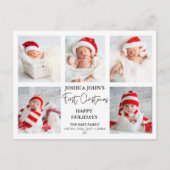 Moderne kalligrafie Vijf foto Eerste Kerstmis Briefkaart (Voorkant)