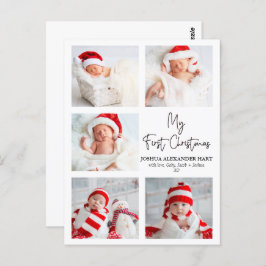 Moderne Kalligrafie Vijf foto Mijn Eerste Kerstmis Briefkaart