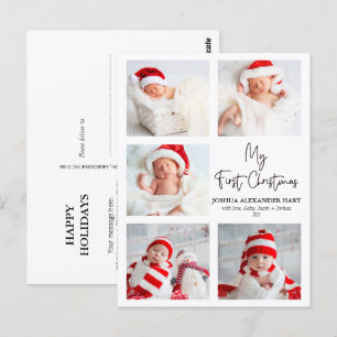 Moderne Kalligrafie Vijf foto Mijn Eerste Kerstmis Briefkaart