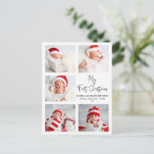 Moderne Kalligrafie Vijf foto Mijn Eerste Kerstmis Briefkaart (Staand voorkant)