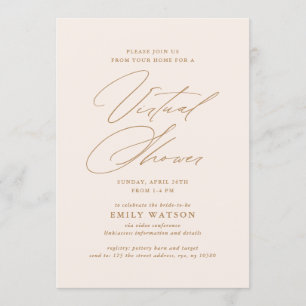 Moderne kalligrafie Virtual Vrijgezellenfeest Gold Kaart