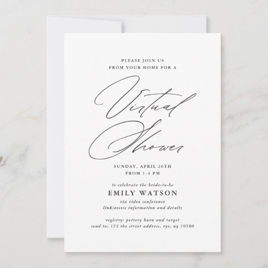 Moderne kalligrafie Virtual Vrijgezellenfeest Whit Kaart (Voorkant)