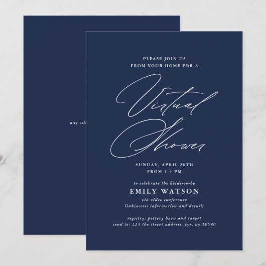 Moderne kalligrafie virtuele Vrijgezellenfeest mar Kaart (Voorkant / Achterkant)