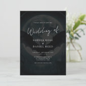 Moderne kalligrafie vleermuizen gotische bruiloft  kaart (Staand voorkant)