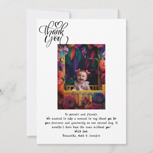 Moderne kalligrafie volledig op maat gemaakte foto bedankkaart (Achterkant)