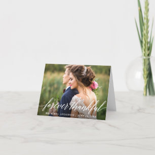 Moderne kalligrafie voor altijd dankbare trouwnoti bedankkaart