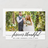 Moderne kalligrafie voor een vrolijk huwelijk bedankkaart (Voorkant / Achterkant)