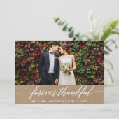 Moderne kalligrafie voor ooit Thankful Wedding Kra Bedankkaart (Staand voorkant)