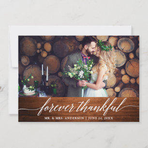Moderne kalligrafie voor ooit Thankful Wood Weddin Bedankkaart