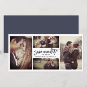 Moderne kalligrafie voor penseel 4 MultiPhoto Save The Date (Voorkant / Achterkant)