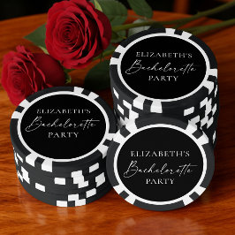 Moderne kalligrafie vrijgezellenfeest zwart poker chips