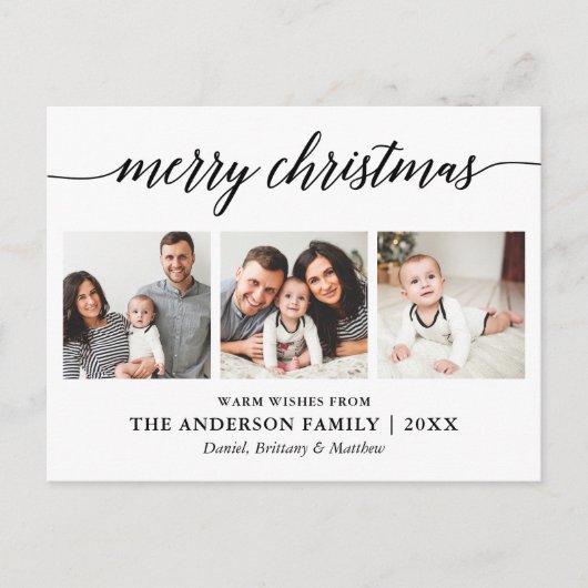 Moderne kalligrafie Vroege Kerst 3 Foto Briefkaart (Voorkant)