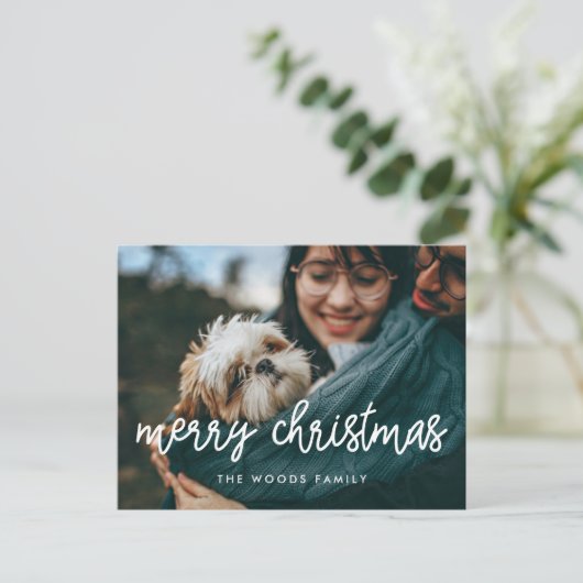 Moderne kalligrafie Vroege kerstfoto Briefkaart (Staand voorkant)