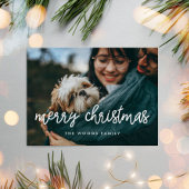 Moderne kalligrafie Vroege kerstfoto Briefkaart