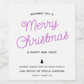 Moderne kalligrafie Vrolijk kerstbedrijf Wijn Etiket (Enkel label)
