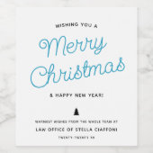 Moderne kalligrafie Vrolijk kerstbedrijf Wijn Etiket (Enkel label)
