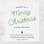 Moderne kalligrafie Vrolijk kerstbedrijf Wijn Etiket (Enkel label)