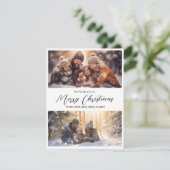 Moderne kalligrafie Vrolijk Kerstfeest Fun Foto Feestdagenkaart (Staand voorkant)