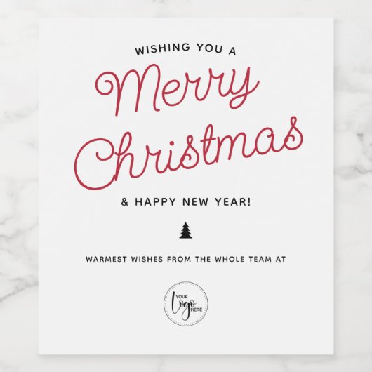 Moderne kalligrafie Vrolijk kerstfeest Voeg uw Log Wijn Etiket (Enkel label)