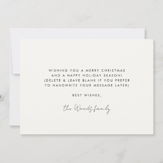 Moderne kalligrafie Vrolijke Kerstfoto Feestdagenkaart (Achterkant)