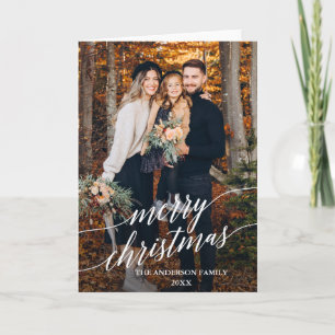 Moderne kalligrafie Vrolijke Kerstfoto Vouw Feestdagen Kaart