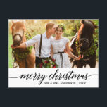 Moderne kalligrafie Vrolijke Kerstmis Bruiloft Fot Briefkaart<br><div class="desc">Modern Elegant Kalligrafie Script Trouwfoto Kerst Briefkaart</div>