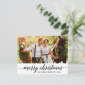 Moderne kalligrafie Vrolijke Kerstmis Bruiloft Fot Briefkaart (Staand voorkant)