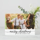 Moderne kalligrafie Vrolijke Kerstmis Bruiloft Fot Feestdagenkaart (Staand voorkant)