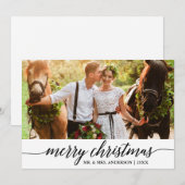 Moderne kalligrafie Vrolijke Kerstmis Bruiloft Fot Feestdagenkaart (Voorkant / Achterkant)