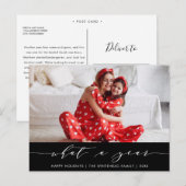 Moderne kalligrafie Wat een jaar zwarte foto Feestdagenkaart (Voorkant / Achterkant)