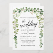 Moderne kalligrafie Waterverf Botanische bruiloft Kaart (Voorkant / Achterkant)